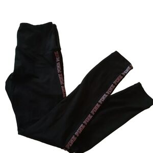Victoria secret Leggins Pink Logo Size S Black Pink used womens